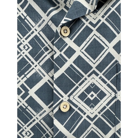 Tommy Bahama Mens Sz XXL Shirt 100% Silk Art Deco Retro Camp Shirt Antique Blue - Picture 7 of 16